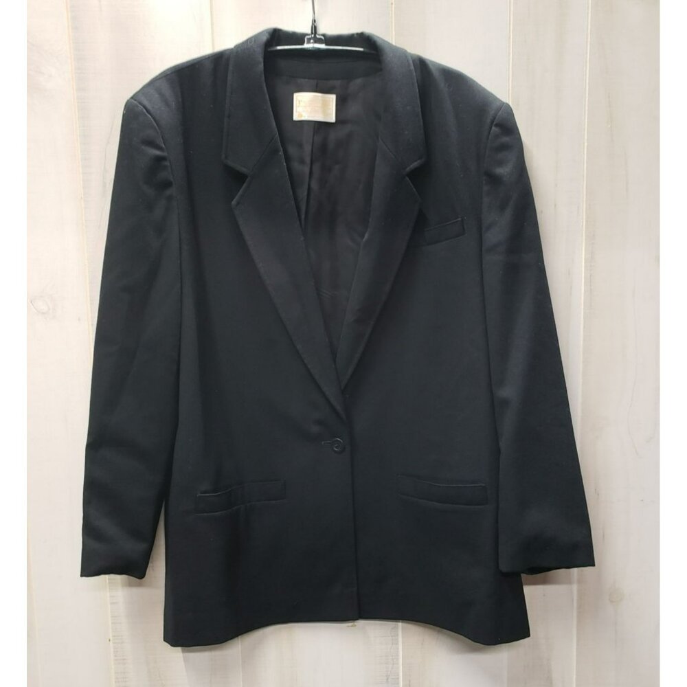 Vintage Pendleton Wool Black Blazer Jacket, 100% Wool, Single Button, Sz L READ